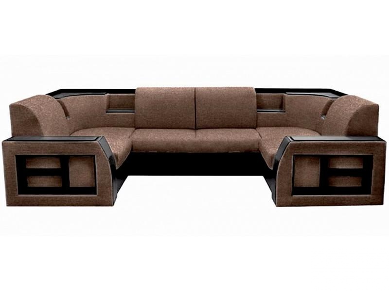 Угловой П-образный диван Ника-2 рогожка коричневая
