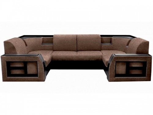 Угловой П-образный диван Ника-2 рогожка коричневая